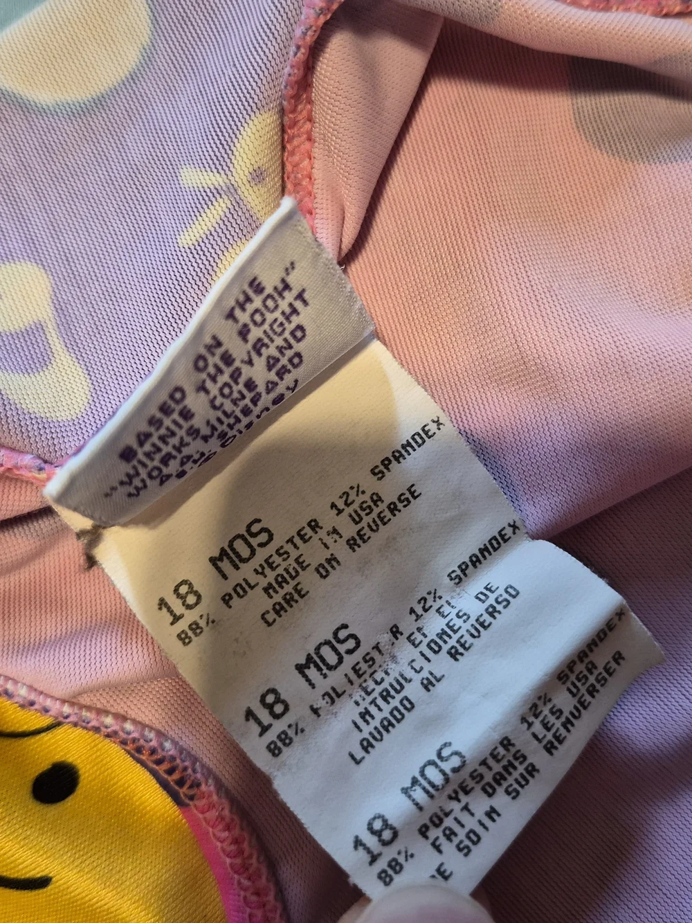 Vintage Winnie the Pooh One-Piece Swimsuit | Pink & Purple | Size 18M